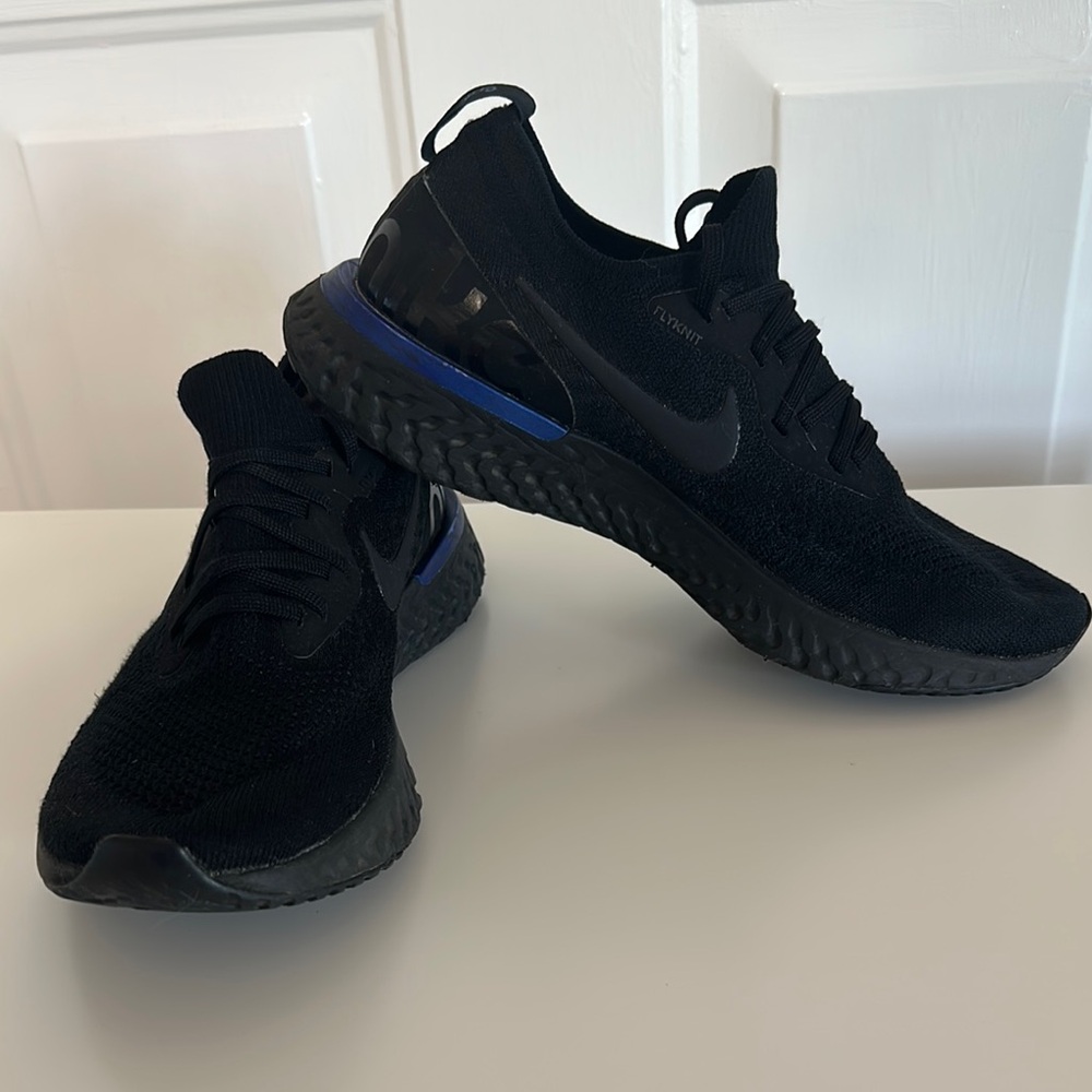 Nike Black and Blue Epic React Flyknit Sneakers